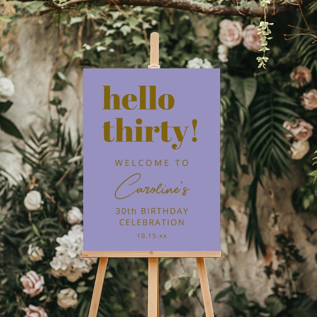Bold Typography Purple Modern Birthday Welcome Foam Board (Creator Uploaded)