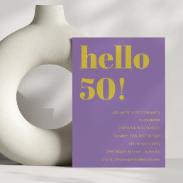 Bold Typography Purple Yellow Modern Birthday  Invitation