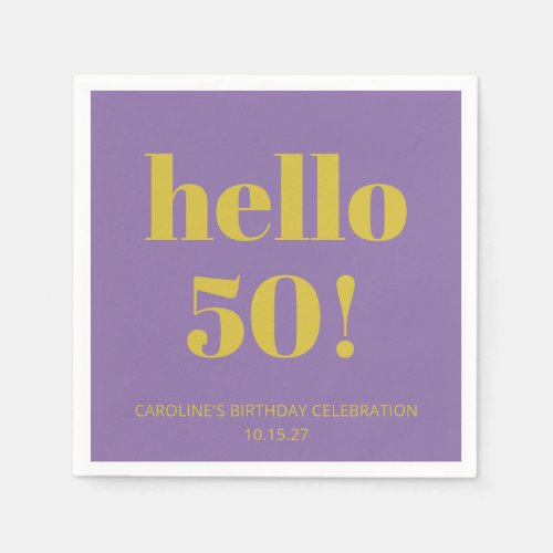 Bold Typography Purple Yellow Modern Birthday  Napkins