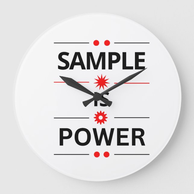 Bold Typography Quote  Large Clock (Front)