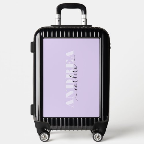 Bold Typography  Script Lilac Lavender Last Name Luggage