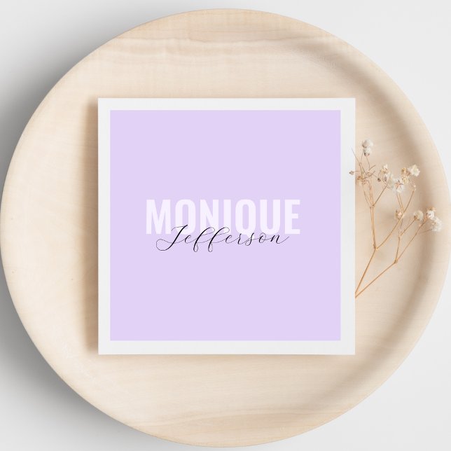 Bold Typography & Script Lilac Lavender Monogram Napkins (Creator Uploaded)