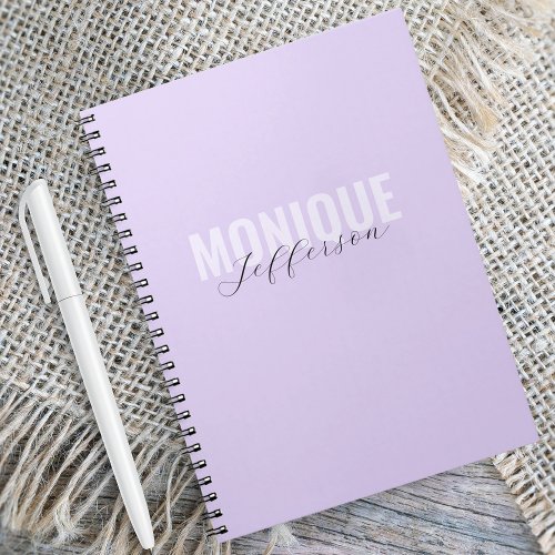 Bold Typography  Script Lilac Lavender Monogram Notebook