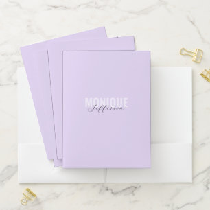 Bold Typography & Script Lilac Lavender Monogram Pocket Folder