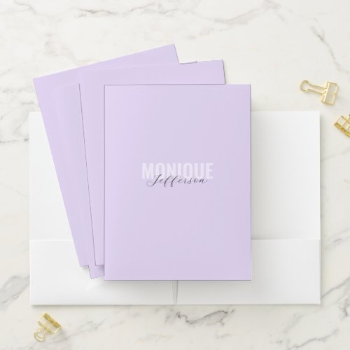 Bold Typography  Script Lilac Lavender Monogram Pocket Folder