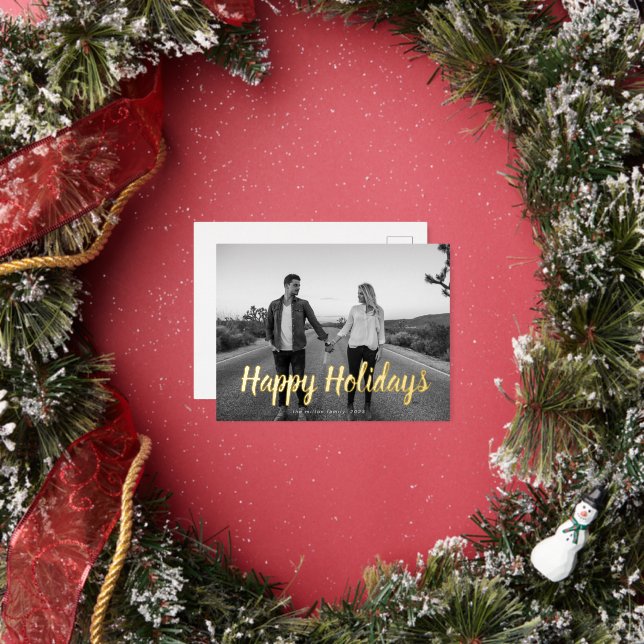 bold typography script photo happy holiday card (Insitu)