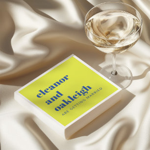 Bold Typography Simple Chartreuse Blue Wedding Napkins