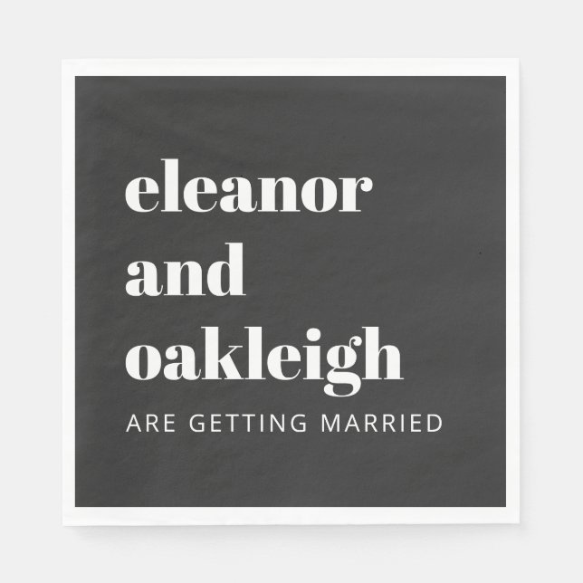 Bold Typography Simple Fun Black Modern Wedding Napkins (Front)