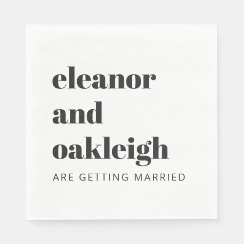 Bold Typography Simple Fun White Modern Wedding Napkins