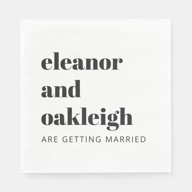 Bold Typography Simple Fun White Modern Wedding Napkins (Front)