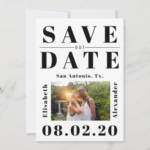 Bold typography simple modern photo wedding save the date