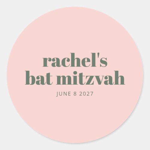 Bold Typography Simple Pink Green Personalized   Classic Round Sticker
