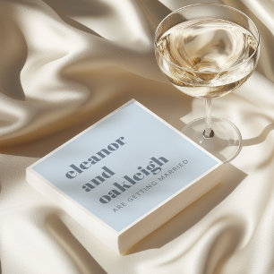 Bold Typography Simple Soft Blue Modern Wedding Napkins
