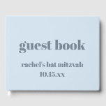 Bold Typography Soft Blue Custom Cute Bat Mitzvah Guest Book<br><div class="desc">This personalized guest book design features a soft icy blue background with clean, modern typography for a simple event keepsake. Designed for Bat Mitzvah celebrations, it works well for guests to sign and leave messages throughout the event. The cool dusty blue color coordinates easily with contemporary party décor and photographs...</div>