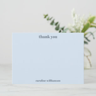 Bold Typography Soft Blue Modern Birthday Name Thank You Card