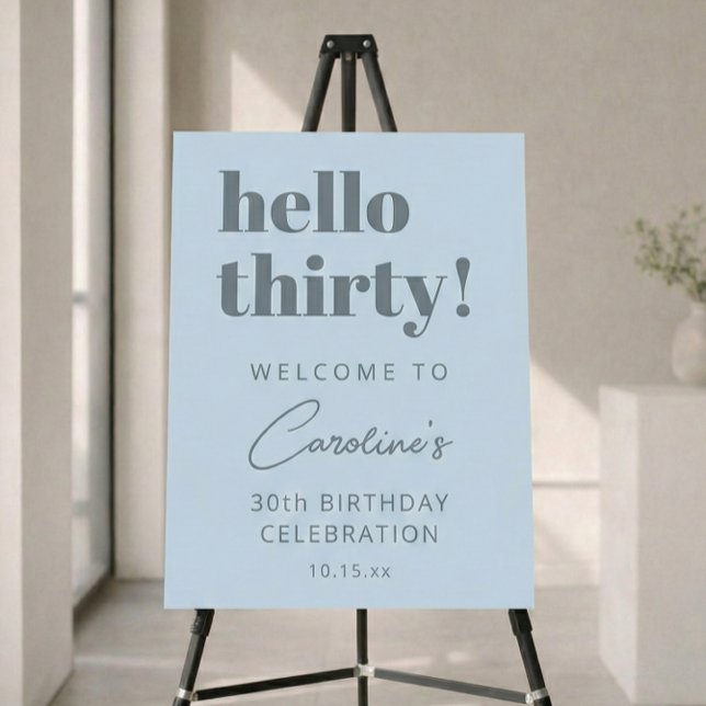 Bold Typography Soft Blue Modern Birthday Welcome Foam Board (Creator Uploaded)