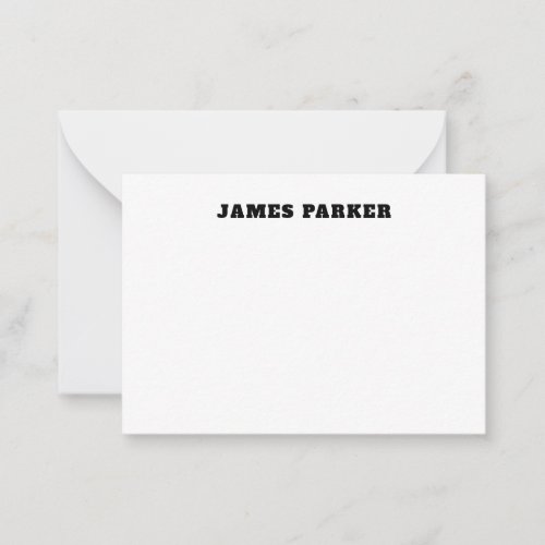 Bold Typography Sophisticated Simple Formal Black Note Card