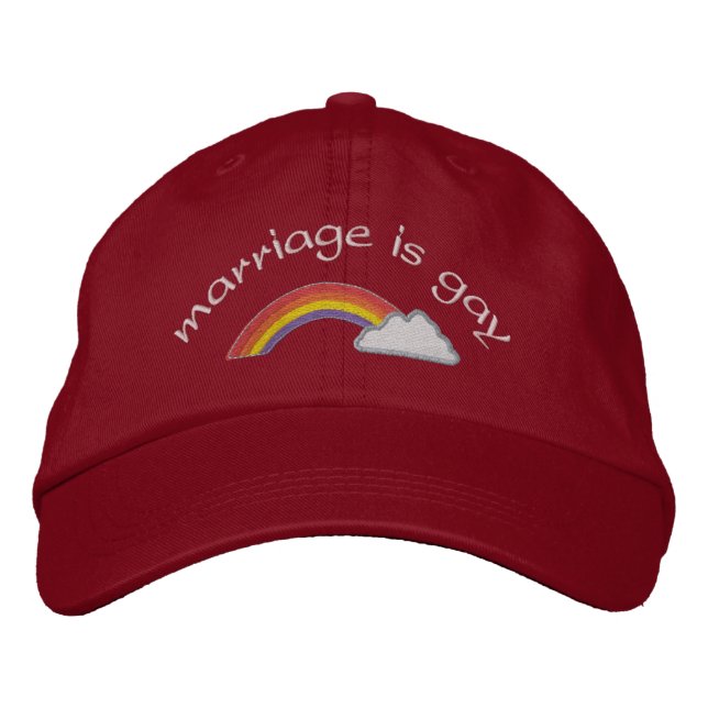 Bold Typography Statement Marriage Is Gay Embroidered Baseball Cap (Front)