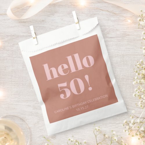 Bold Typography Terracotta Blush Modern Birthday Favor Bag