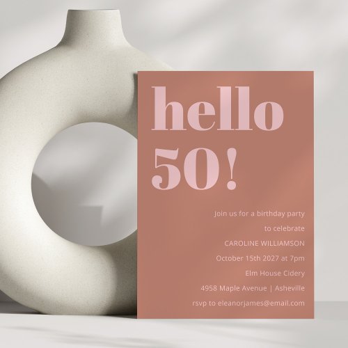 Bold Typography Terracotta Blush Modern Birthday Invitation
