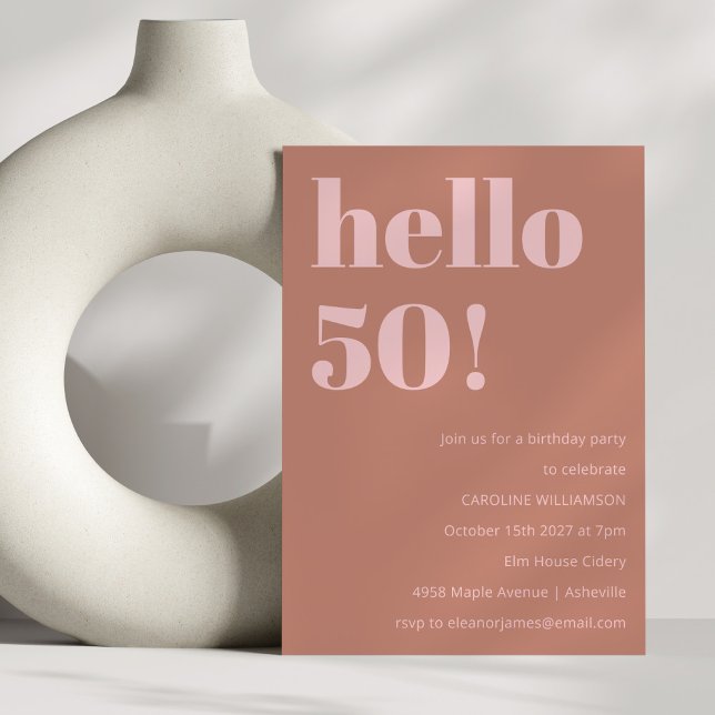 Bold Typography Terracotta Blush Modern Birthday Invitation (Creator Uploaded)