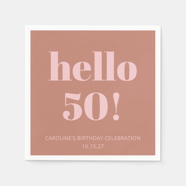 Bold Typography Terracotta Blush Modern Birthday Napkins (Front)