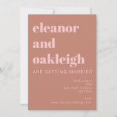 Bold Typography Terracotta Blush Modern Wedding Invitation (Front)