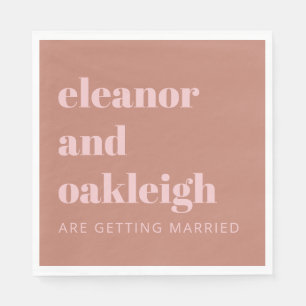 Bold Typography Terracotta Blush Modern Wedding Napkins