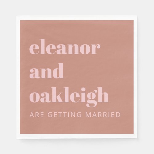 Bold Typography Terracotta Blush Modern Wedding  Napkins