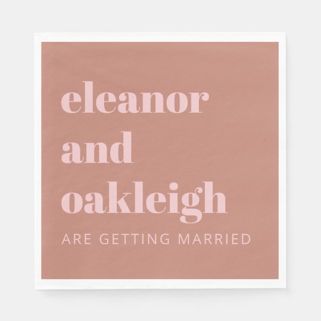 Bold Typography Terracotta Blush Modern Wedding  Napkins (Front)