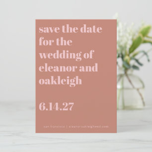 Bold Typography Terracotta Blush Modern Wedding  Save The Date
