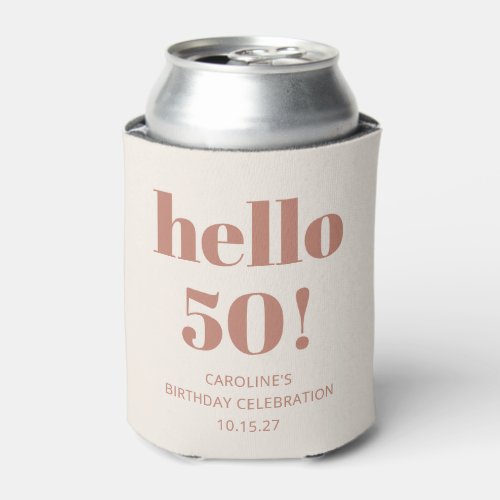 Bold Typography Terracotta Modern 50th Birthday  Can Cooler