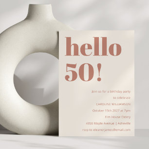 Bold Typography Terracotta Modern 50th Birthday Invitation