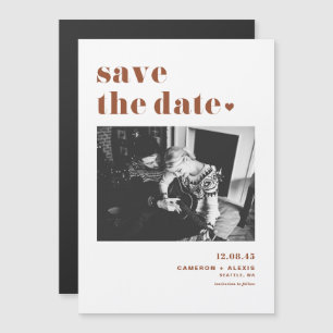 Bold Typography Terracotta Photo Save the Date Magnetic Invitation