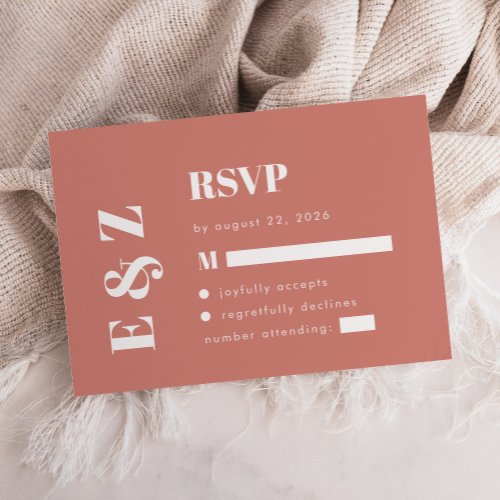 Bold Typography Terracotta Wedding RSVP Enclosure Card