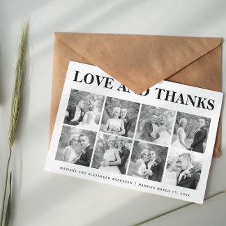 Bold typography Thank You eight photo collage Card