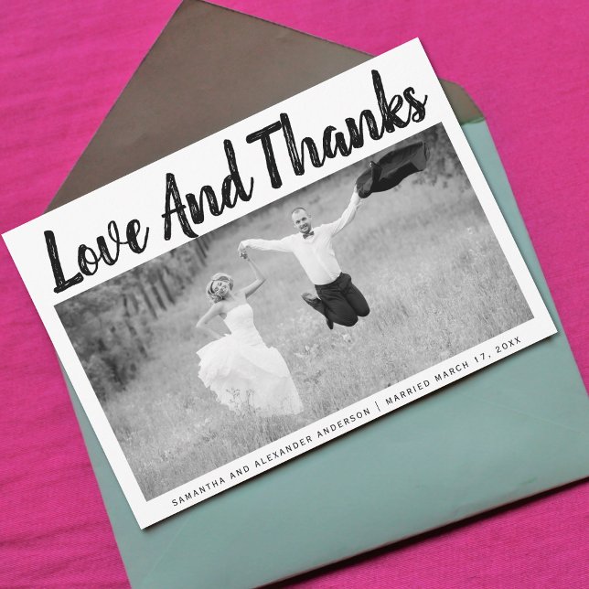 Bold typography Thank You wedding photo Card (Creator Uploaded)