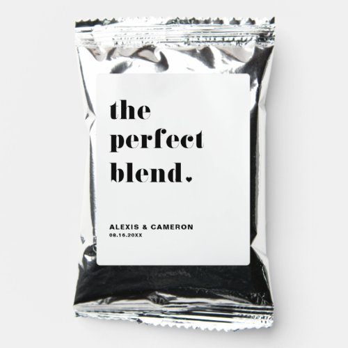 Bold Typography The Perfect Blend Black Wedding Coffee Drink Mix