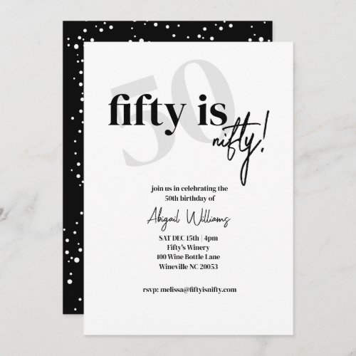 Bold Typography w Calligraphy 50 Nifty Birthday Invitation