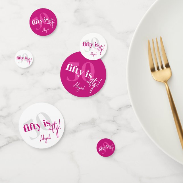 Bold Typography w/ Calligraphy 50th Birthday Party Confetti (Group)