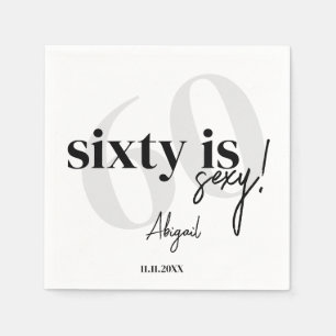 Bold Typography w/ Calligraphy 60th Birthday Party Napkins