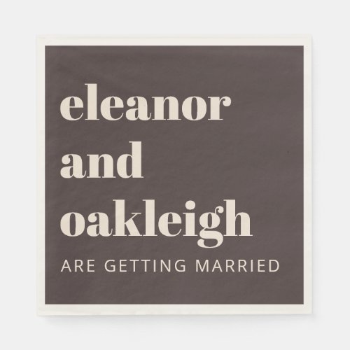 Bold Typography Warm Brown Cream Modern Wedding