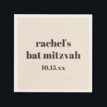 Bold Typography Warm Brown Custom Cute Bat Mitzvah Napkins<br><div class="desc">This Bat Mitzvah paper napkin in brown and cream features simple, modern typography on a soft neutral background for a timeless look. Personalize the name and date to coordinate with your event details. A great option for cocktail hour, dessert tables, or reception place settings, it adds a polished finishing touch...</div>