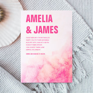 Bold Typography Watercolor Ombre Blush Pink  Invitation