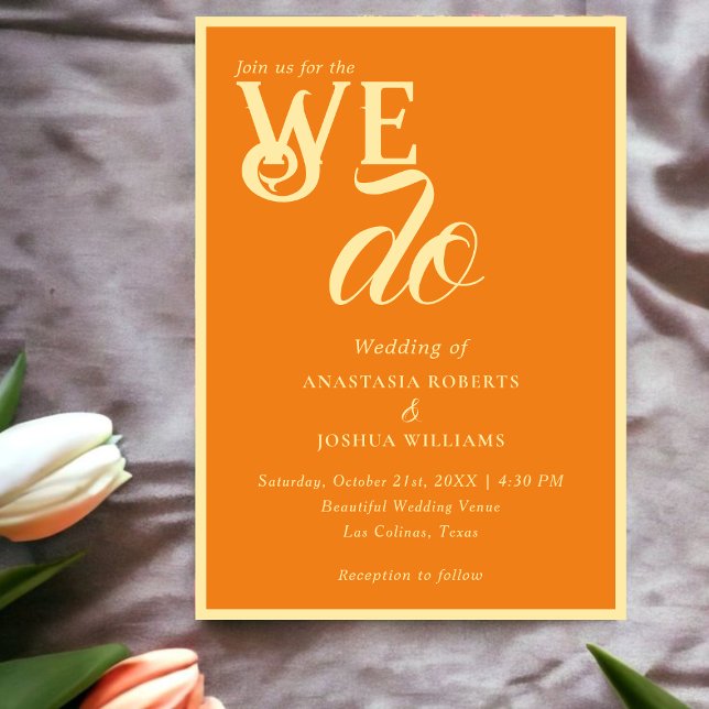 Bold Typography We Do l Orange & Gold Wedding Invitation (Creator Uploaded)