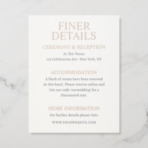 Bold Typography Wedding Details Letterpress Enclosure Card