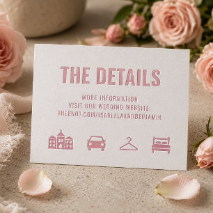 Bold Typography Wedding Details Letterpress Enclosure Card