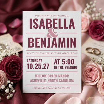 Bold Typography Wedding Letterpress Invitation
