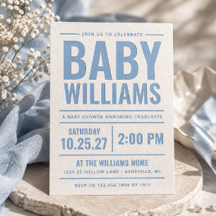 Bold Typography Wedding Letterpress Invitation