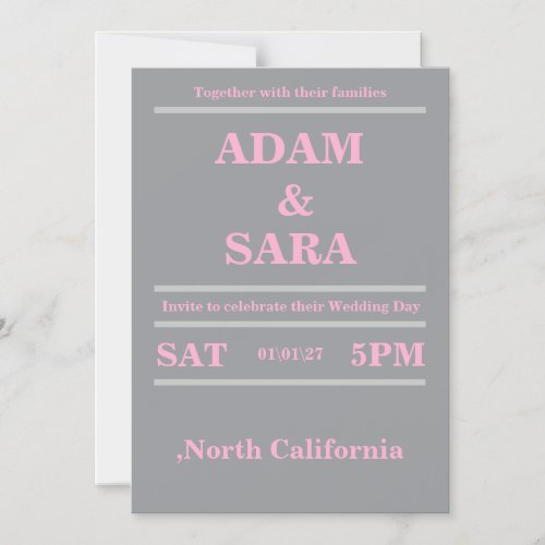 Bold Typography Wedding Letterpress Invitation
